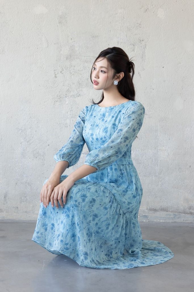  ĐẦM HOA XANH D06002 