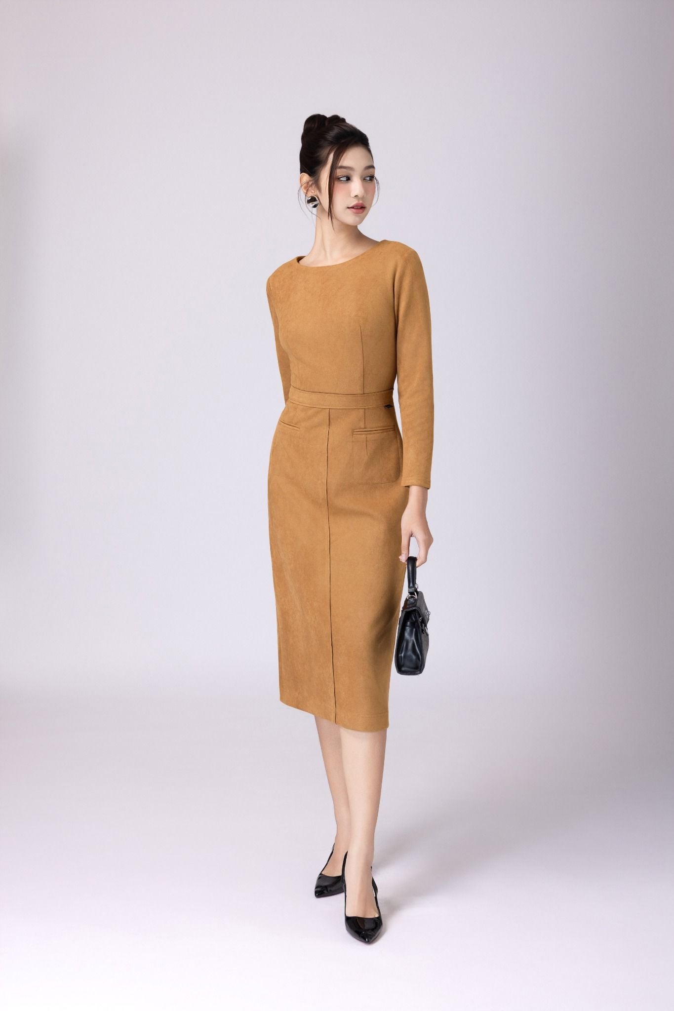 ĐẦM DA LỘN NÂU D06132