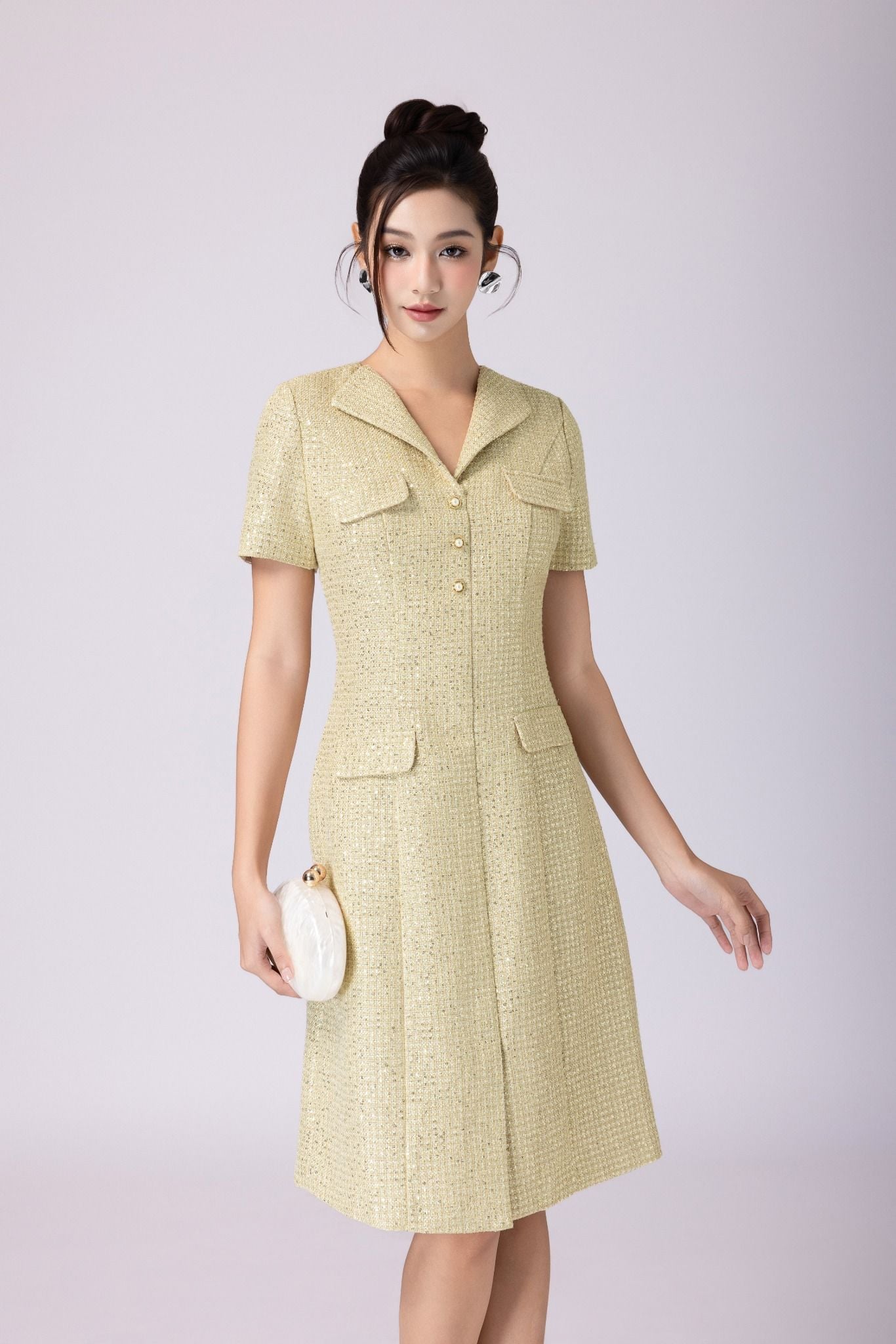 ĐẦM DẠ TWEED CỔ BẺ D06362