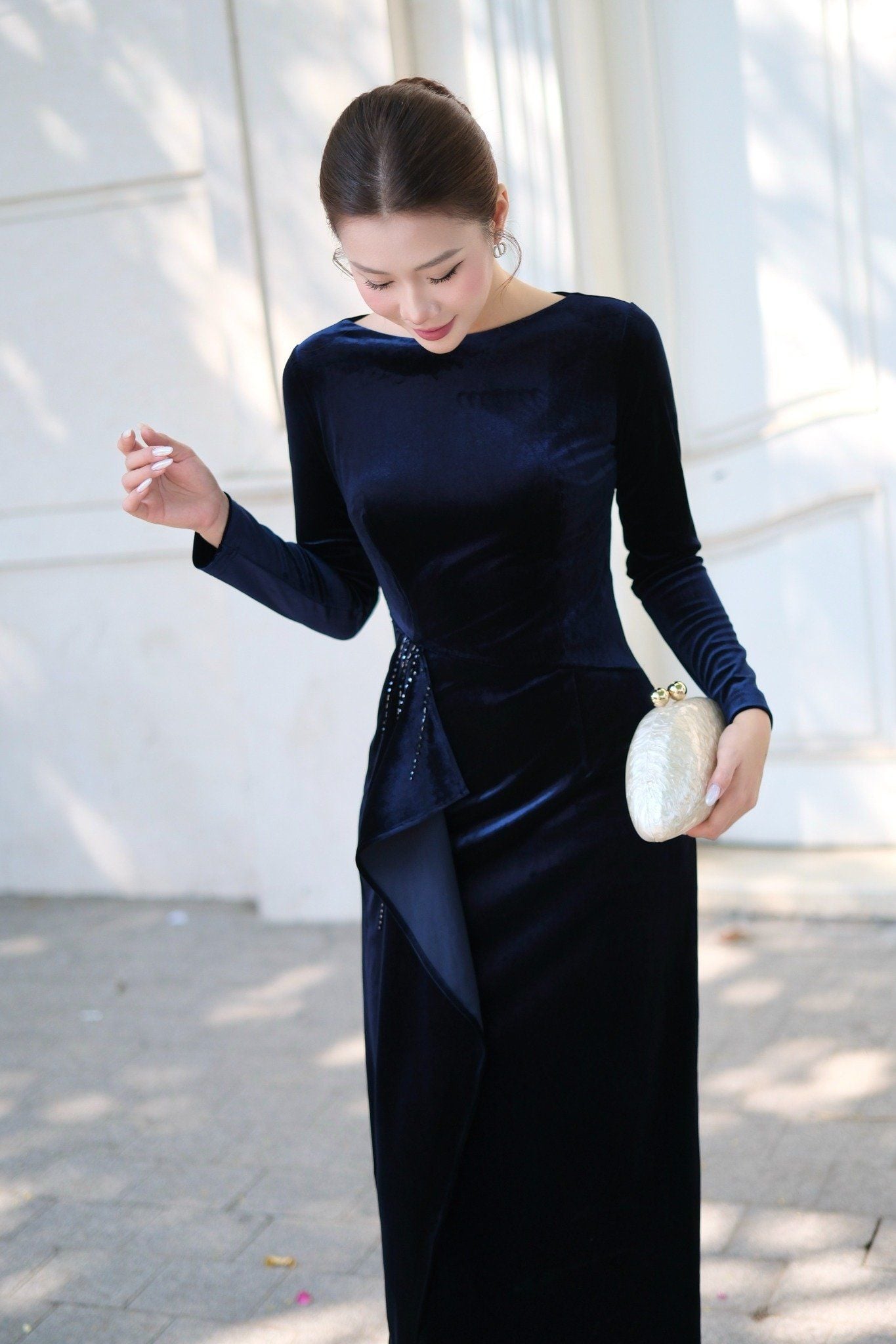 ĐẦM NHUNG ĐÍNH ĐÁ D06392