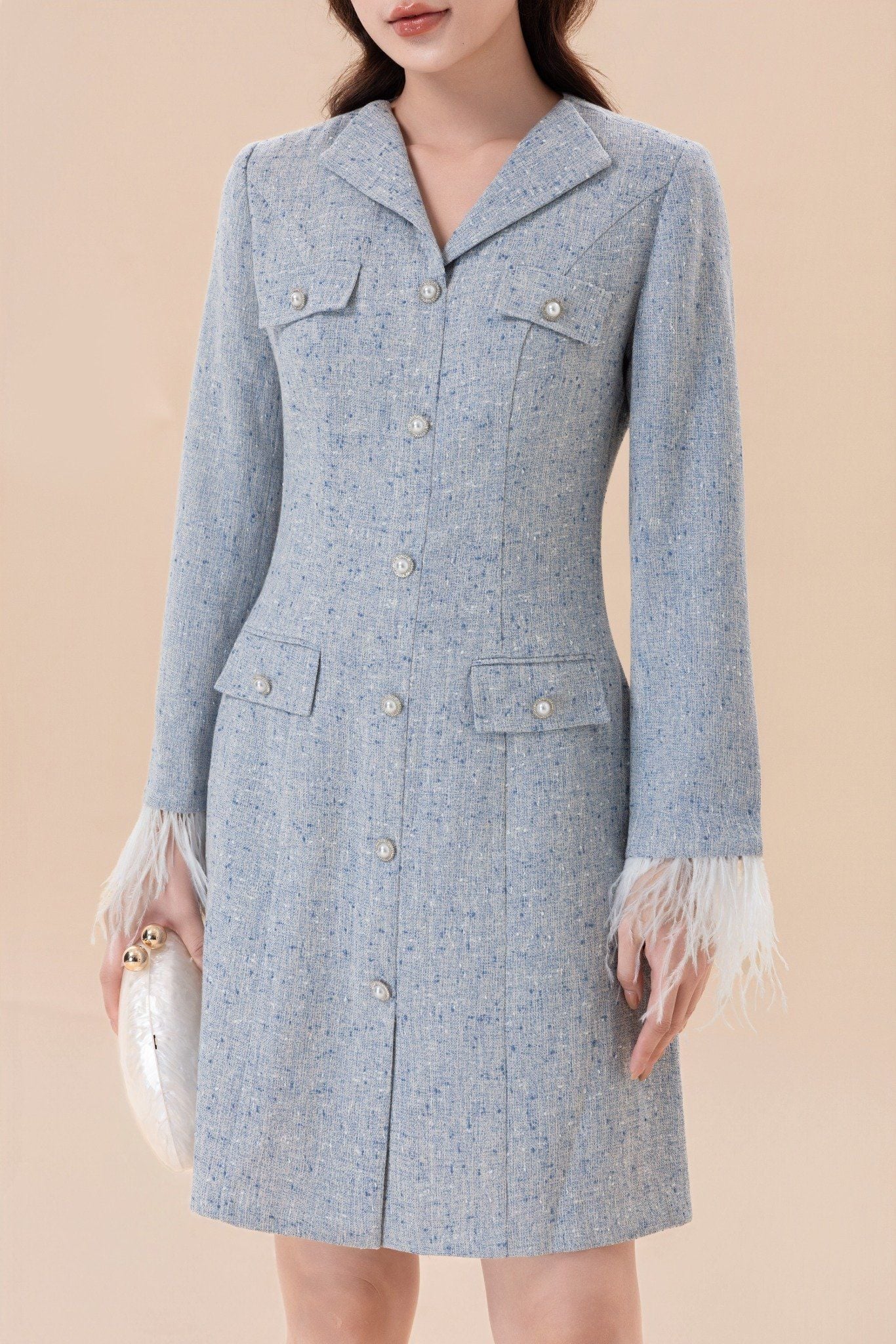 ĐẦM DẠ TAY LÔNG D06522