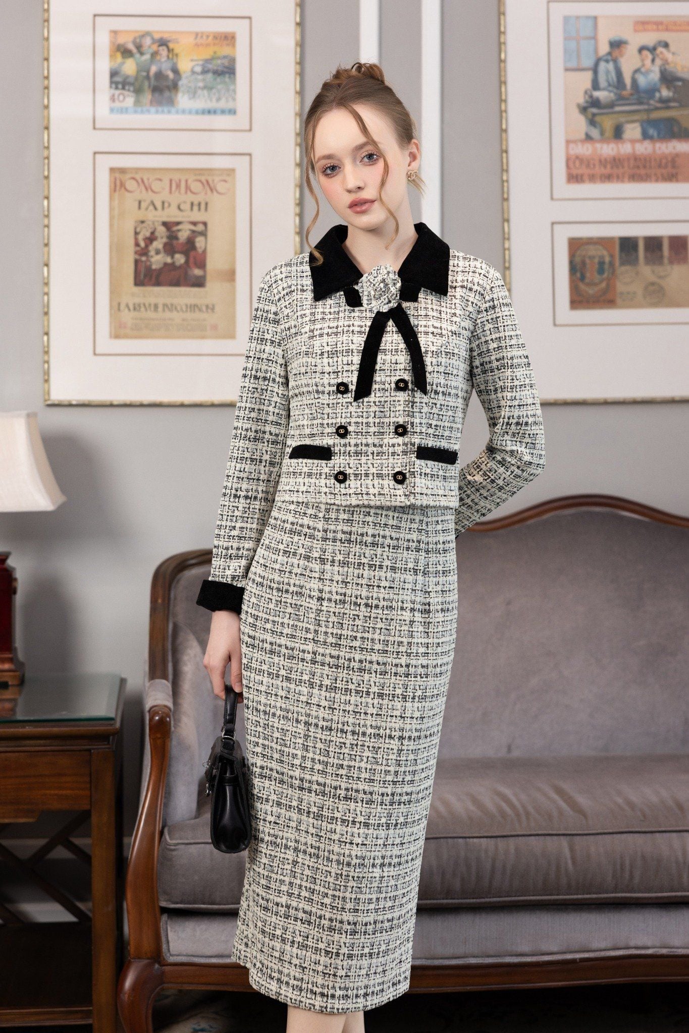 ĐẦM LIỀN DẠ TWEED D06592