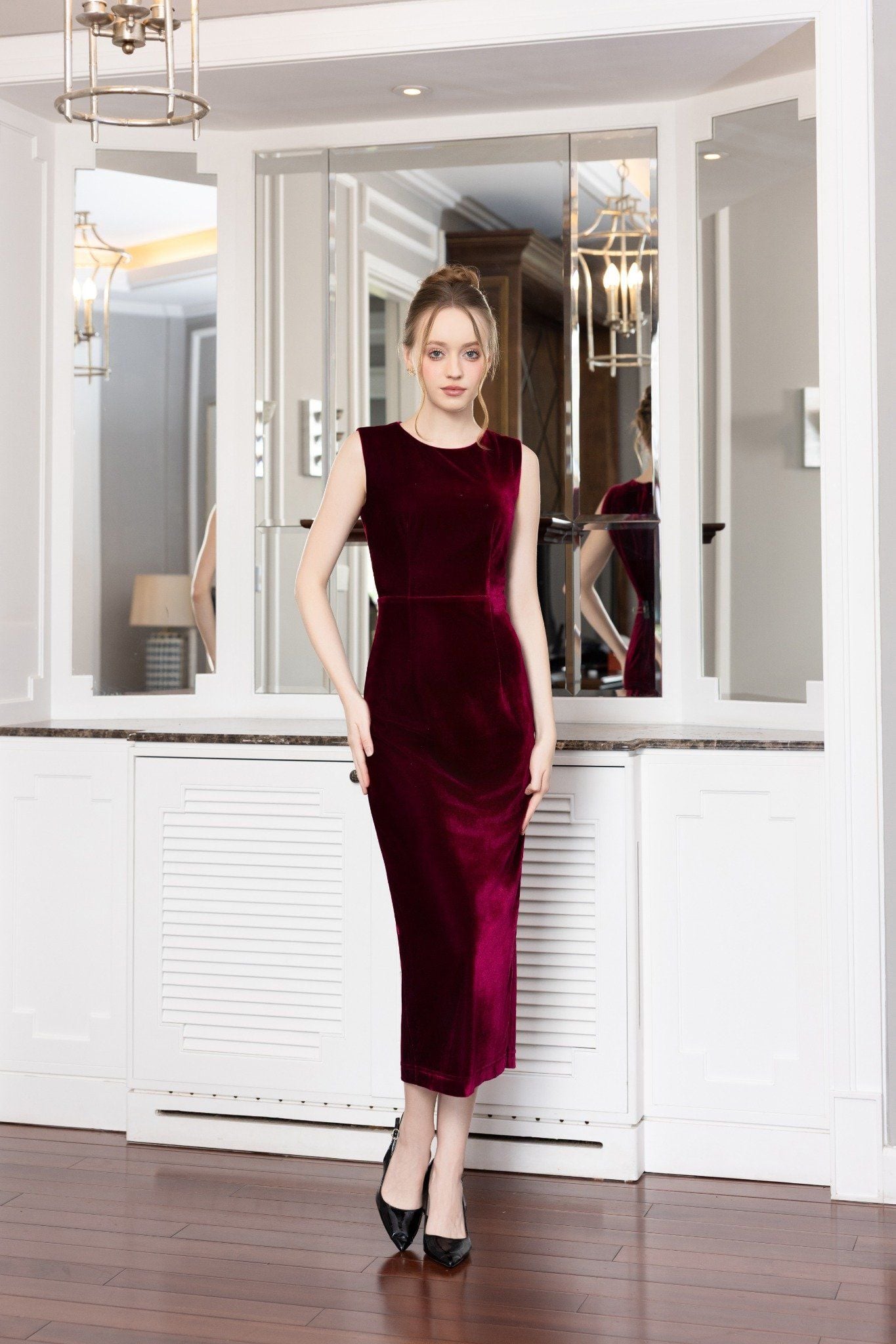 ĐẦM NHUNG ĐÍNH CƯỜM D06712