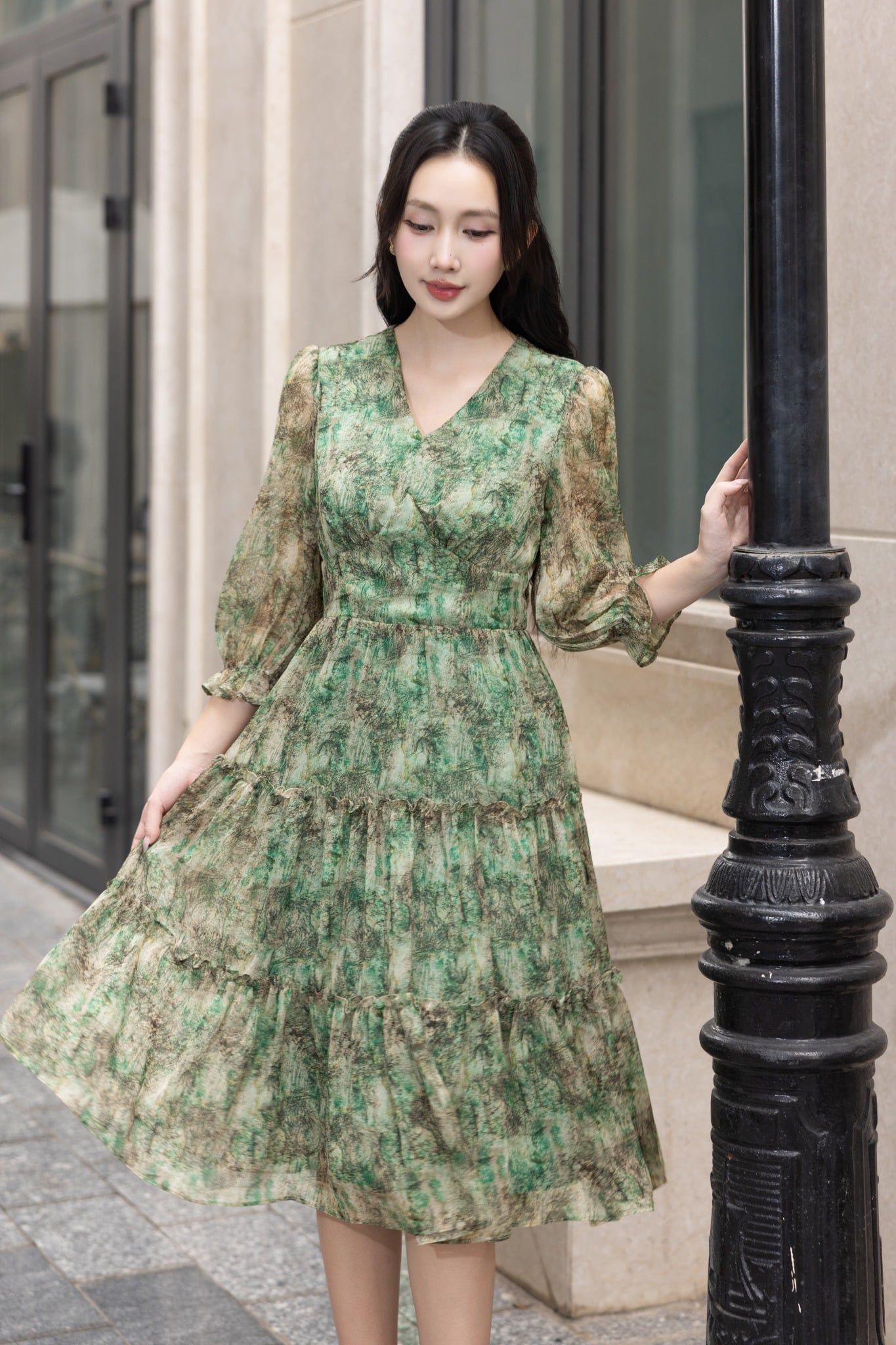 ĐẦM VOAN HOA D07082