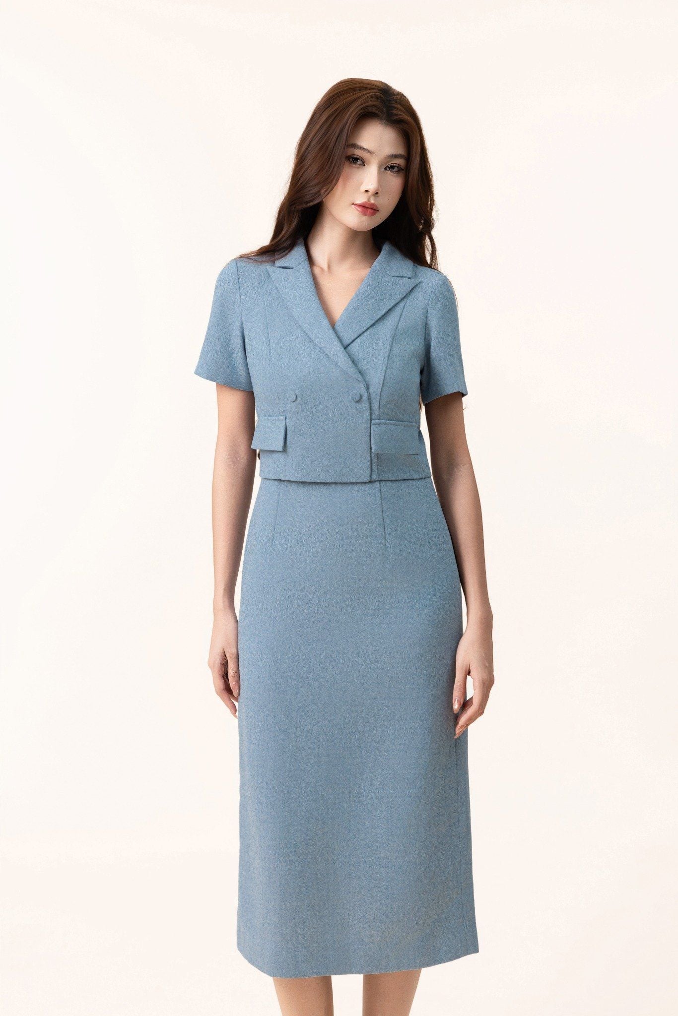 ĐẦM LIỀN CỔ VEST D07192