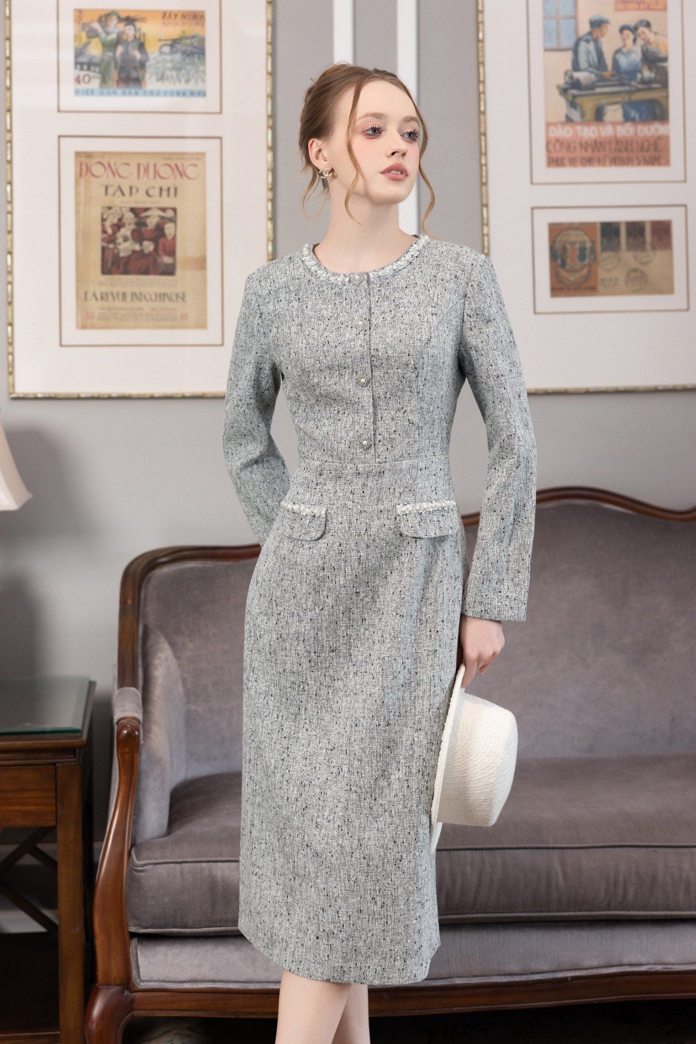 ĐẦM DẠ ĐÍNH NGỌC D07602