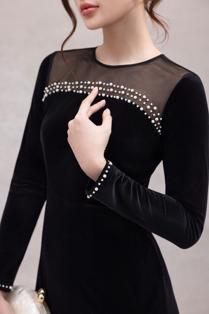  ĐẦM TIỆC NHUNG ĐÍNH NGỌC D07612 