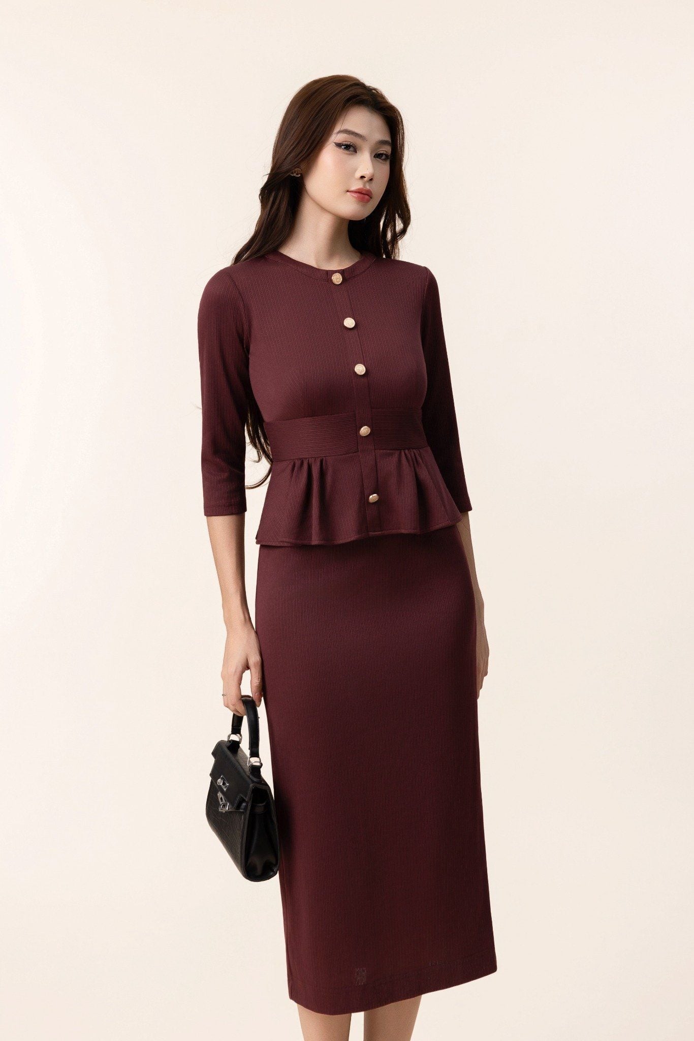 ĐẦM LIỀN PEPLUM D07692