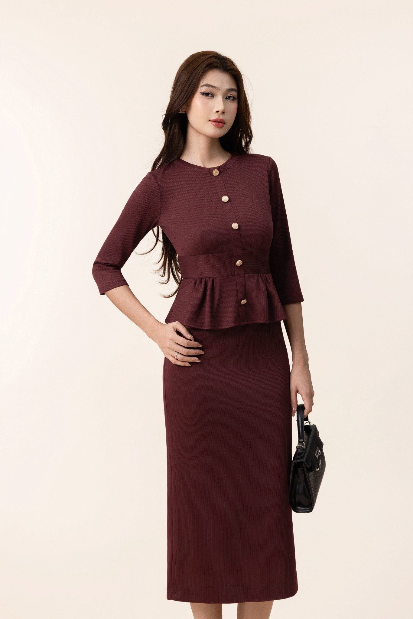 ĐẦM LIỀN PEPLUM D07692