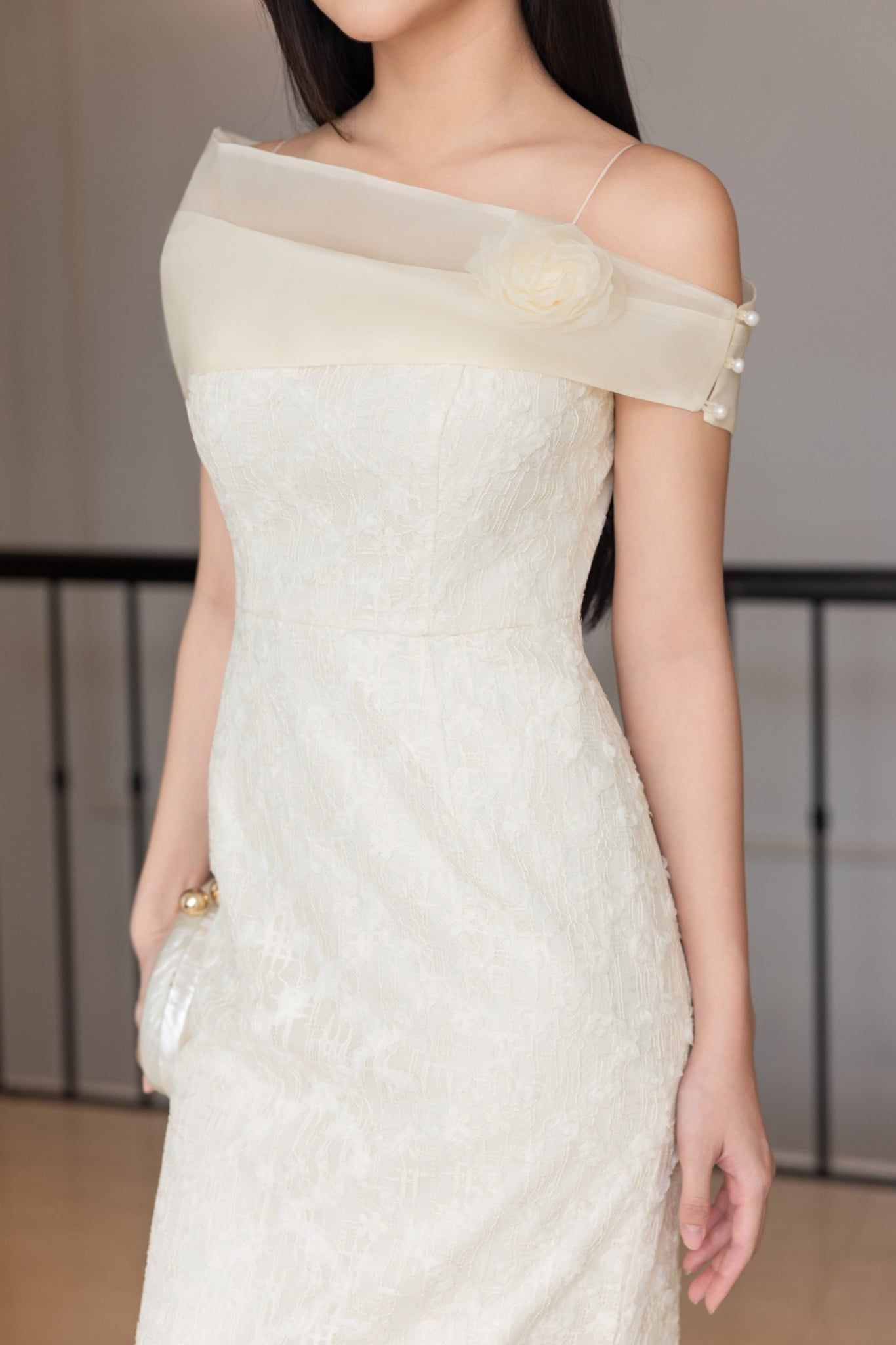 ĐẦM TIỆC REN ĐÍNH HOA 3D D07842