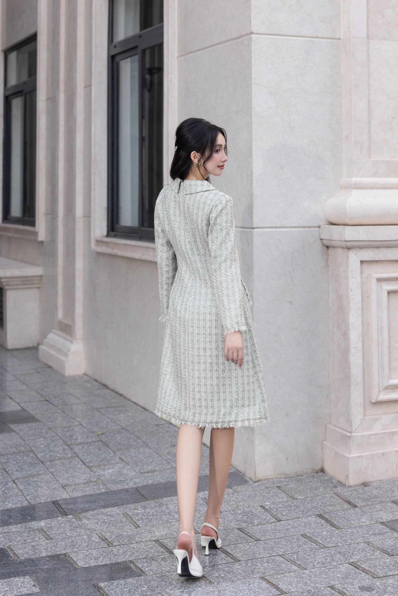 ĐẦM DẠ ĐÍNH KHUY NGỌC D07882