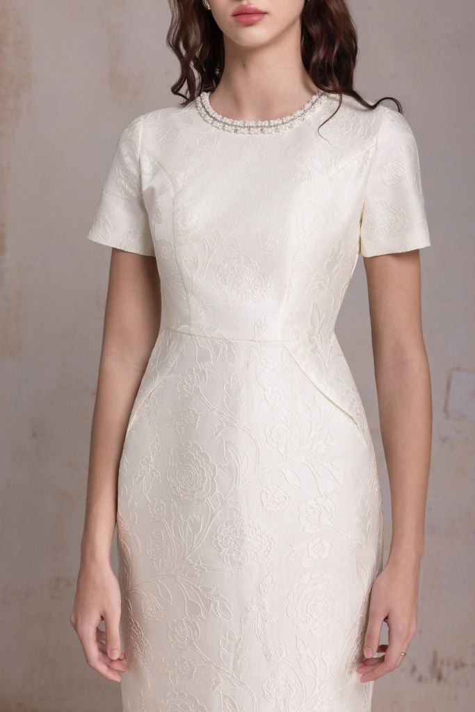  ĐẦM GẤM CỔ NGỌC D08132 