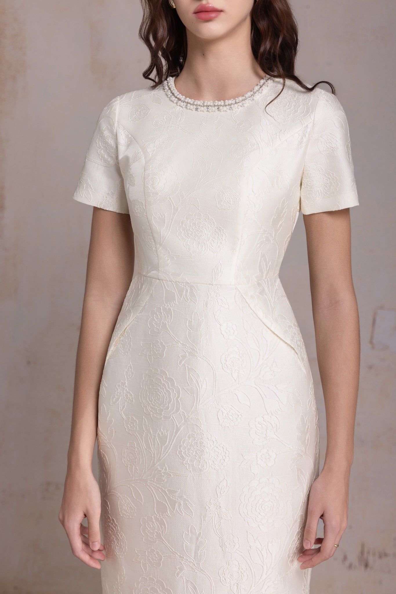 ĐẦM GẤM CỔ NGỌC D08132