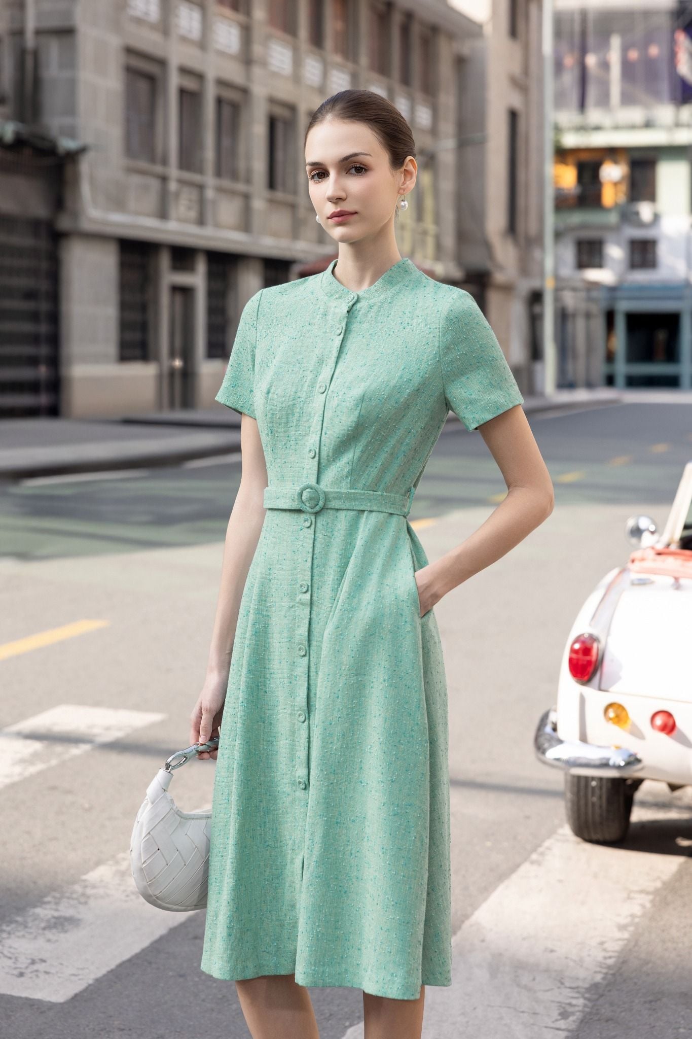 ĐẦM XANH PHỐI KHUY BỌC D08472