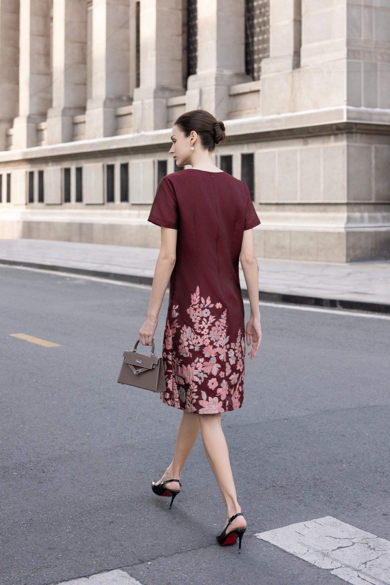 ĐẦM SUÔNG ĐỎ PHỐI HOA D08622