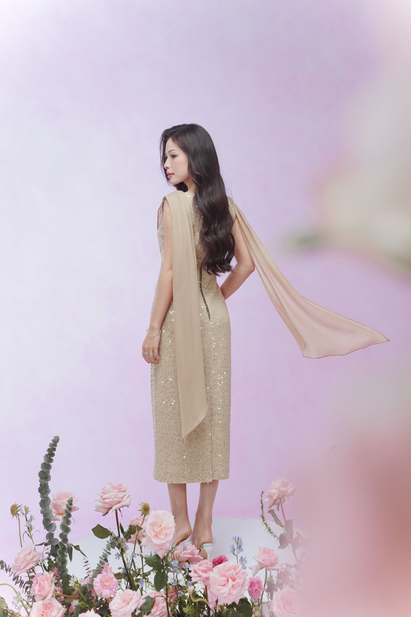 ĐẦM TIỆC ĐÍNH KIM SA D09062