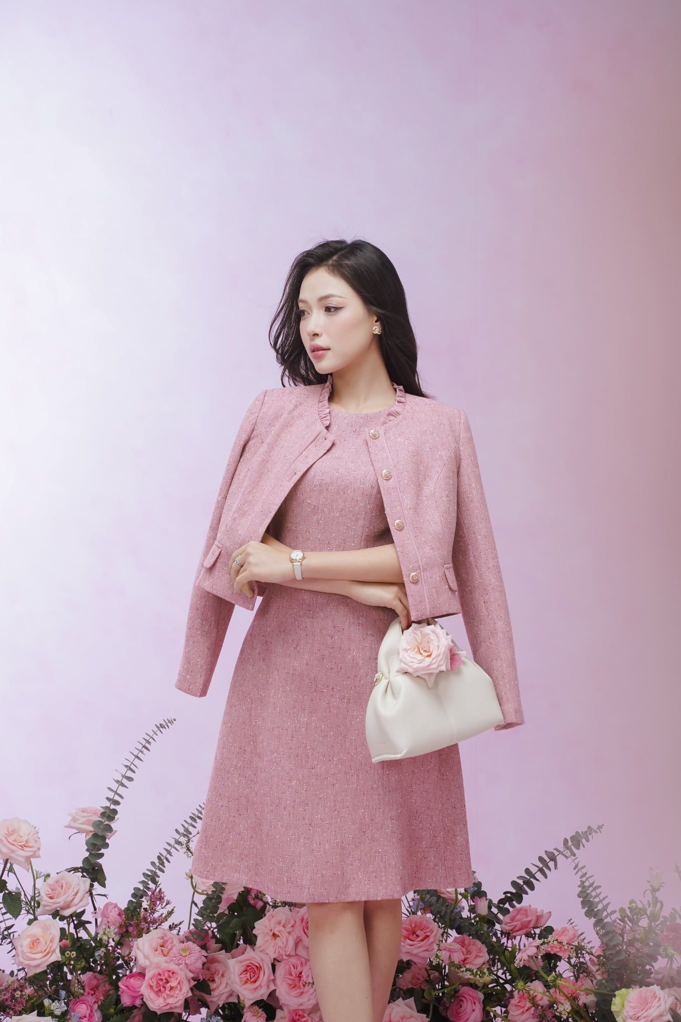 ĐẦM TWEED HỒNG D09162