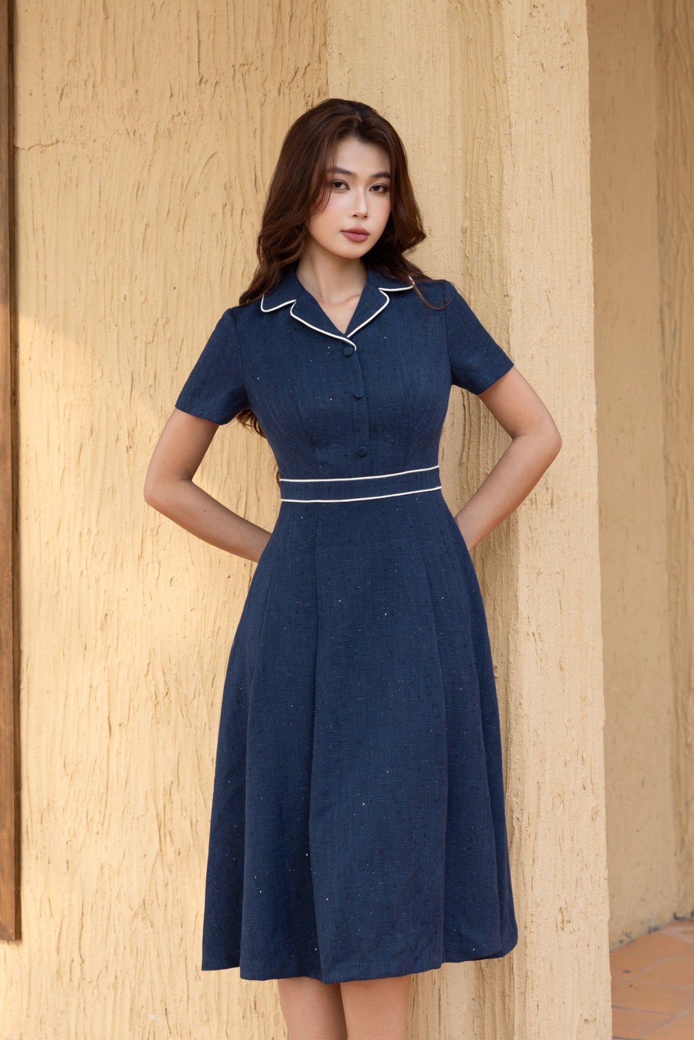 ĐẦM THIẾT KẾ CỔ VEST D09272