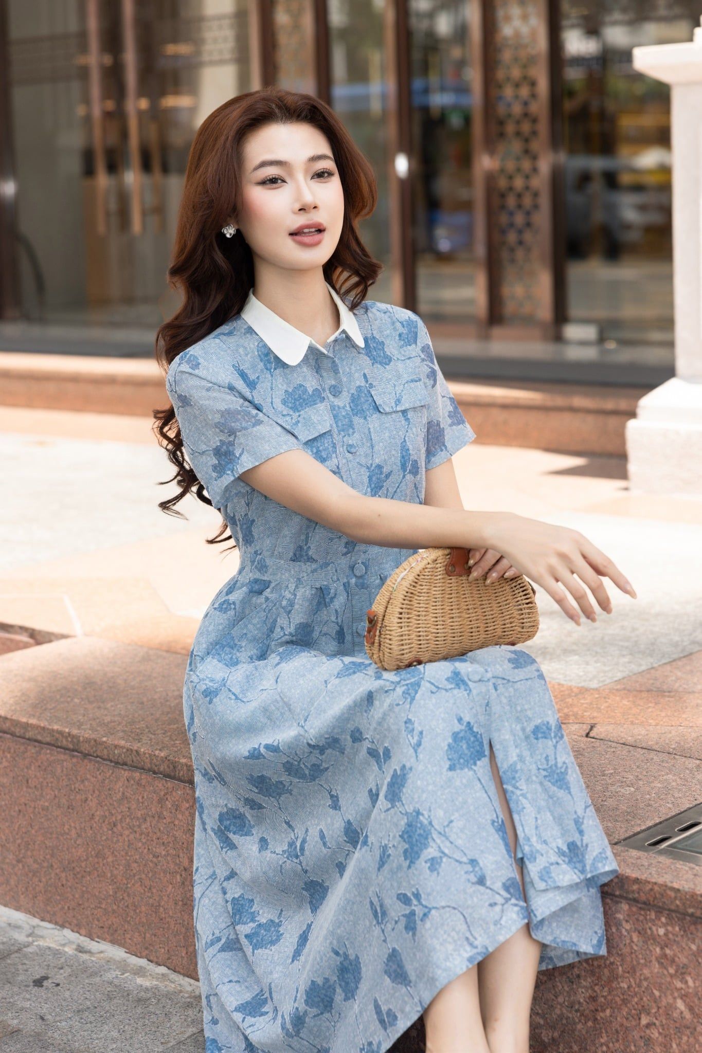 ĐẦM HOẠ TIẾT CỔ BẺ D09862