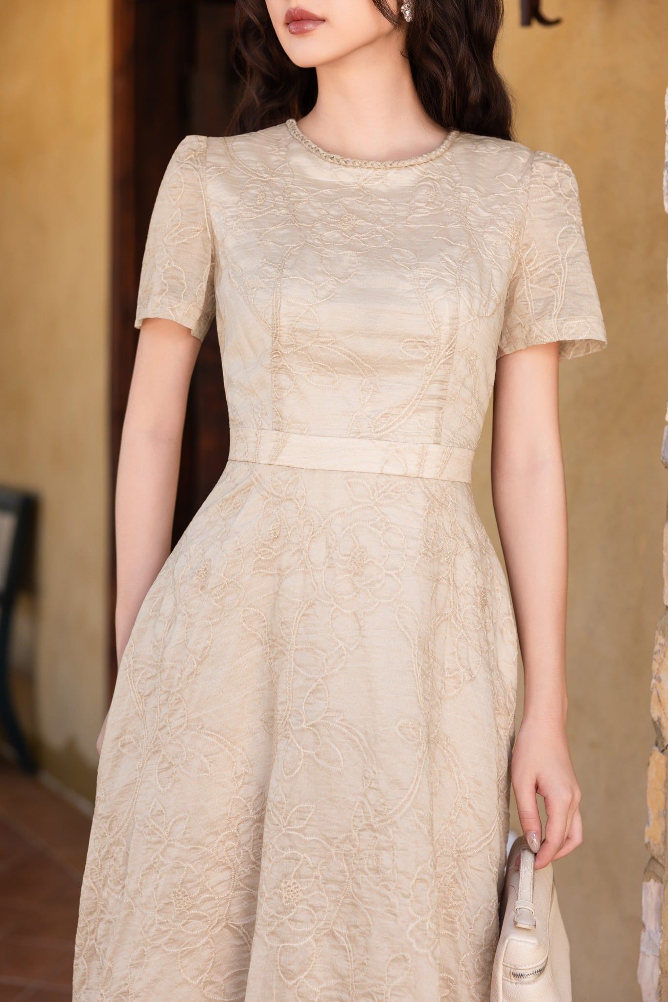 ĐẦM TƠ THÊU HOA NỔI D10152