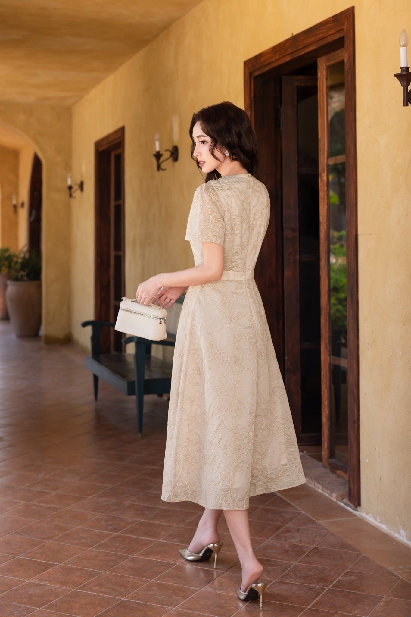 ĐẦM TƠ THÊU HOA NỔI D10152