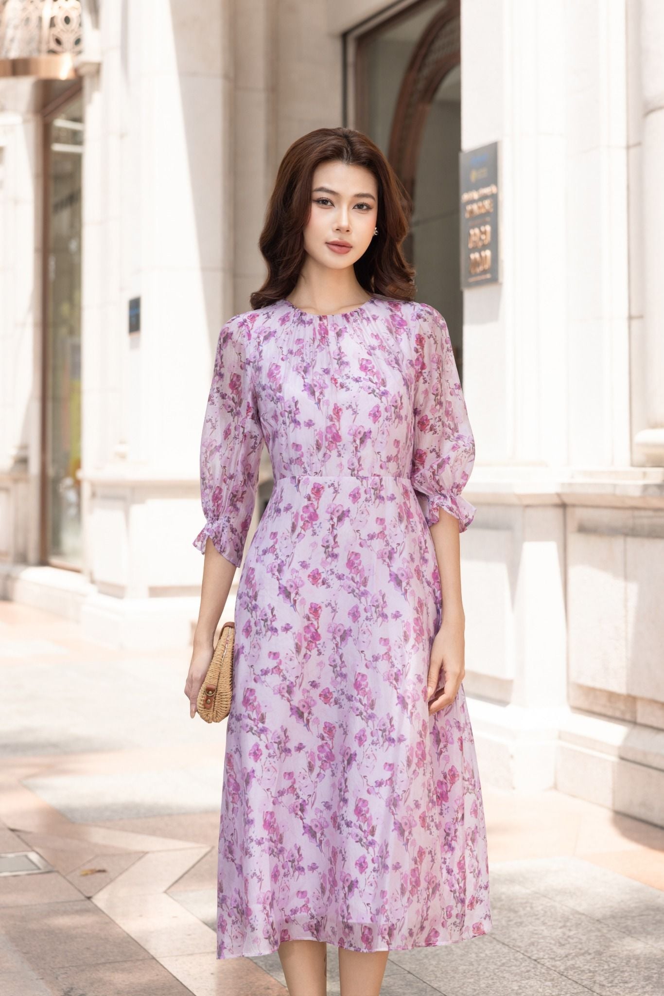 ĐẦM HOA TAY LỠ D10362