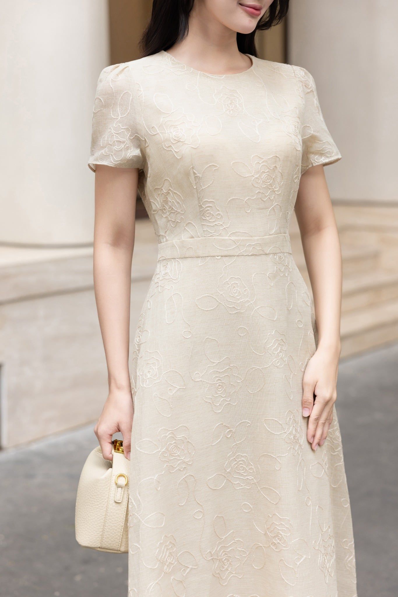 ĐẦM TƠ THÊU HOA NỔI D10602