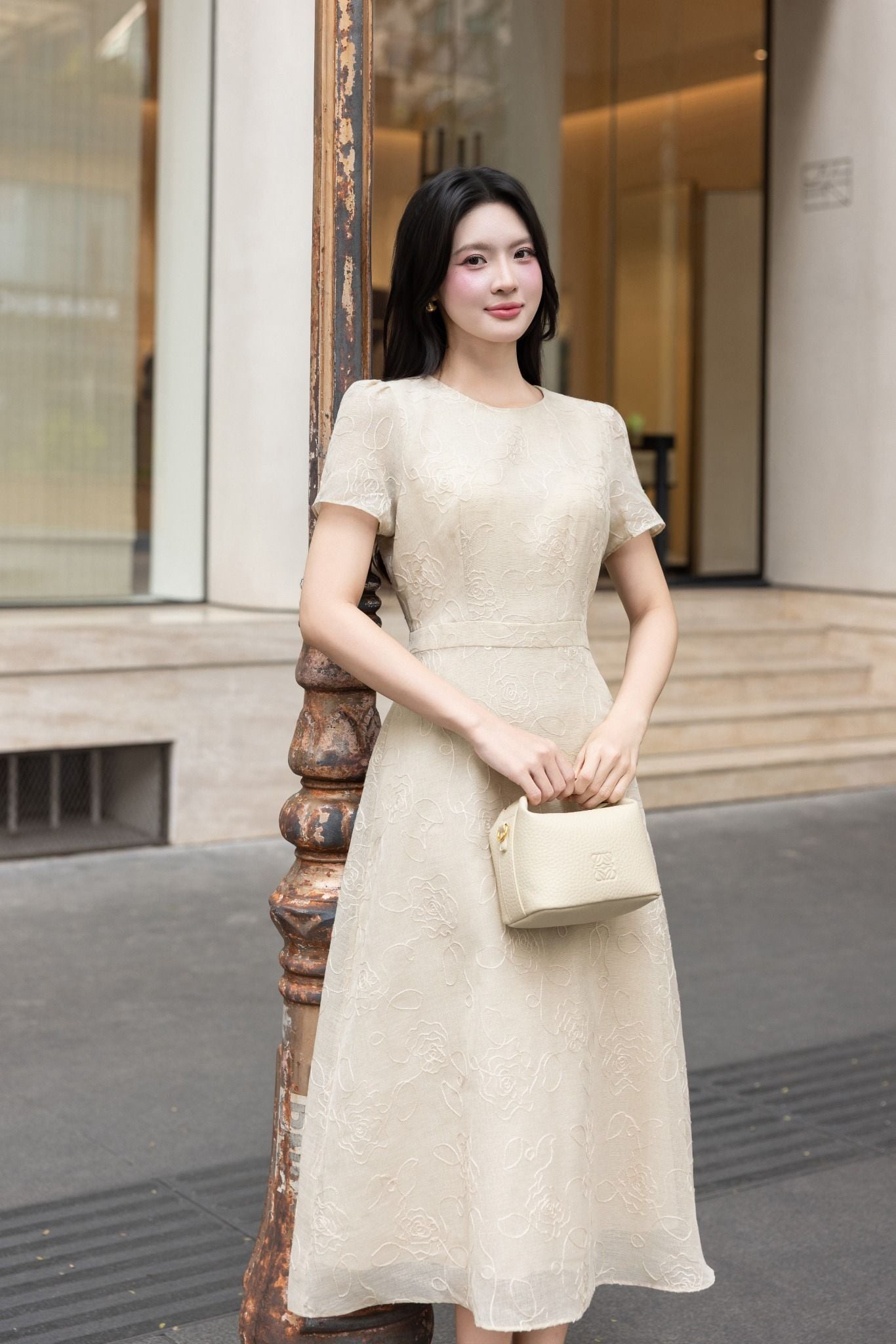 ĐẦM TƠ THÊU HOA NỔI D10602