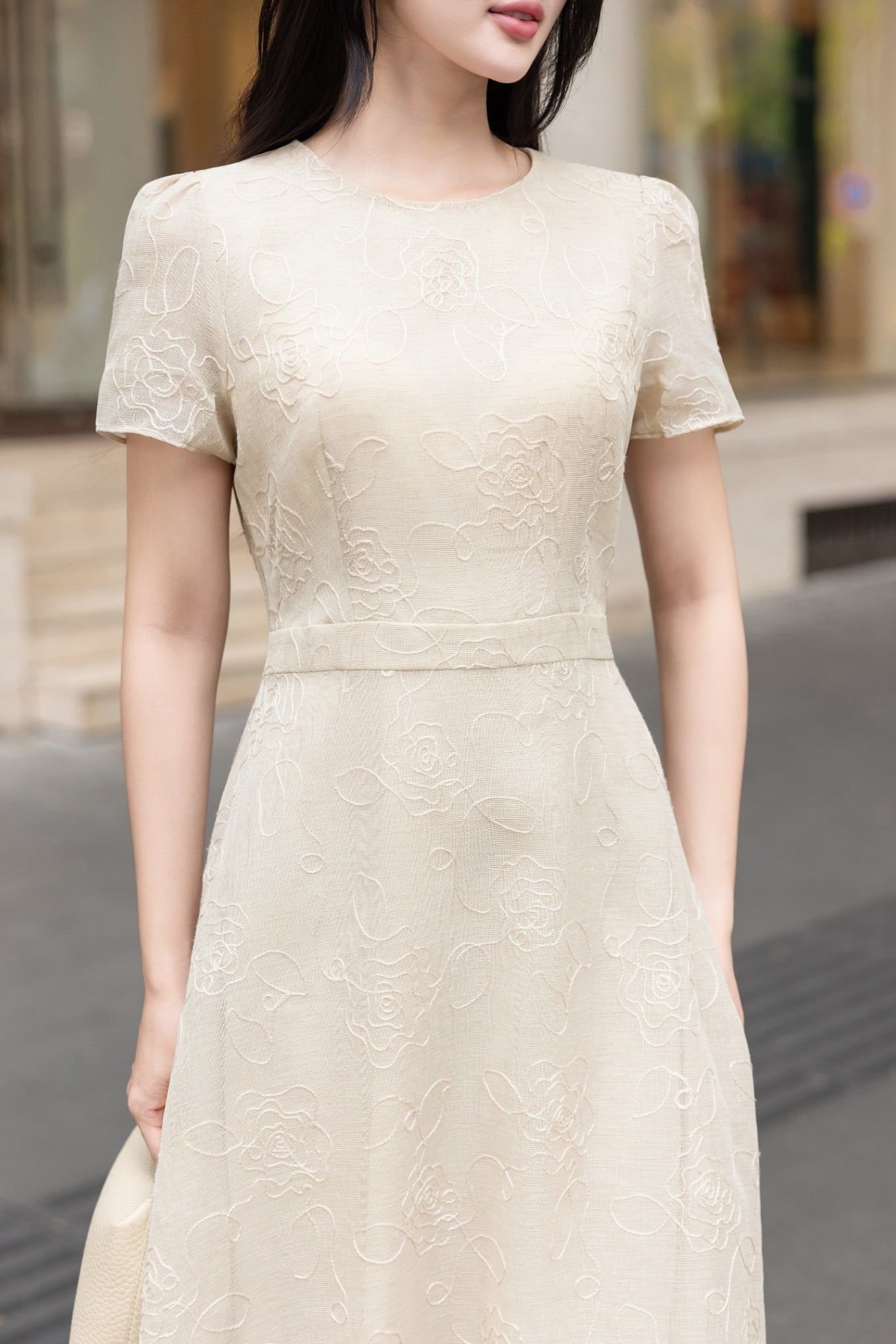 ĐẦM TƠ THÊU HOA NỔI D10602