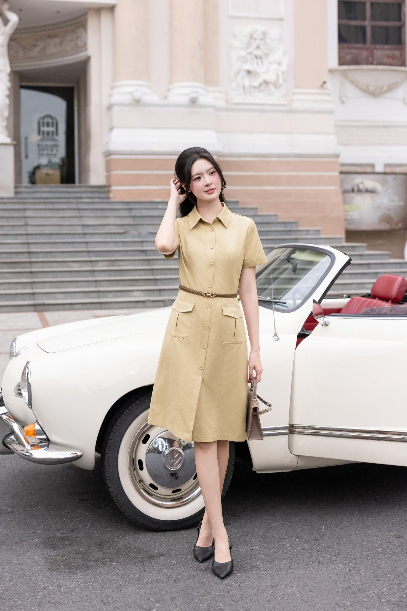 ĐẦM KAKI XẺ TRƯỚC D10642