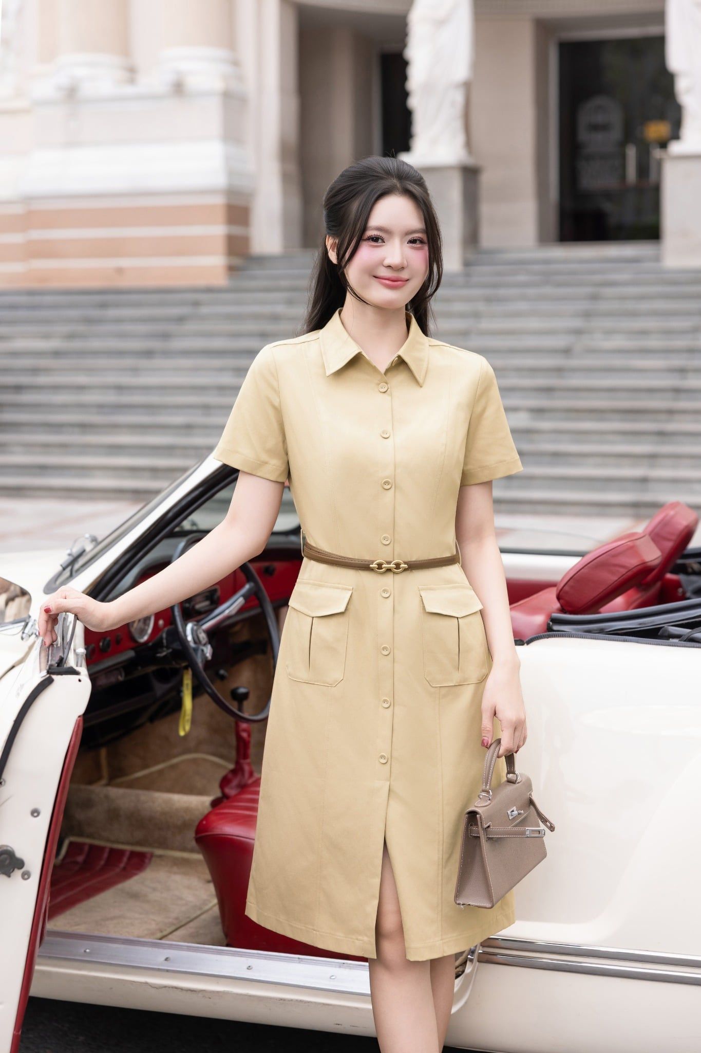 ĐẦM KAKI XẺ TRƯỚC D10642