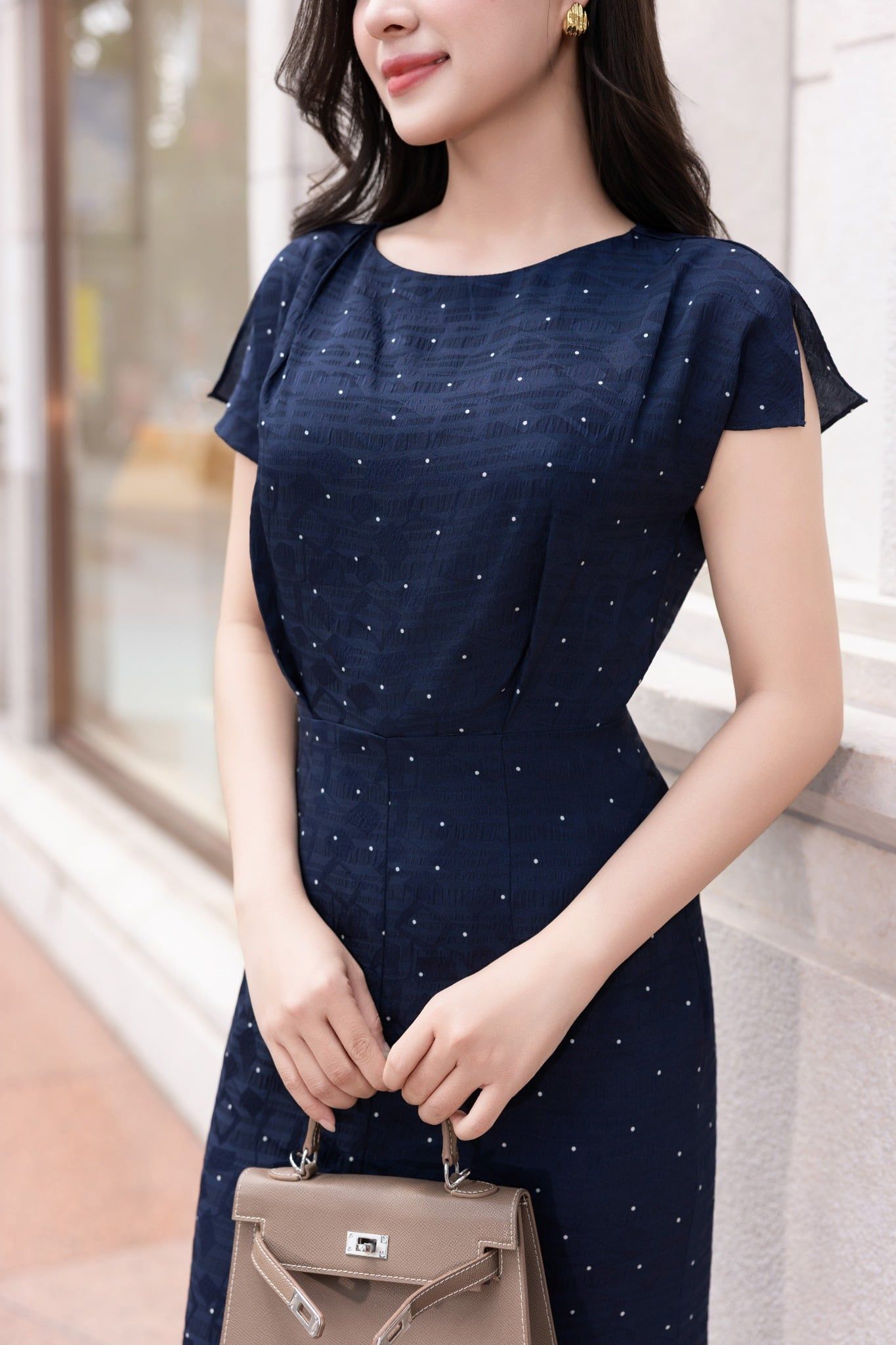 ĐẦM LỤA CHẤM BI D10822