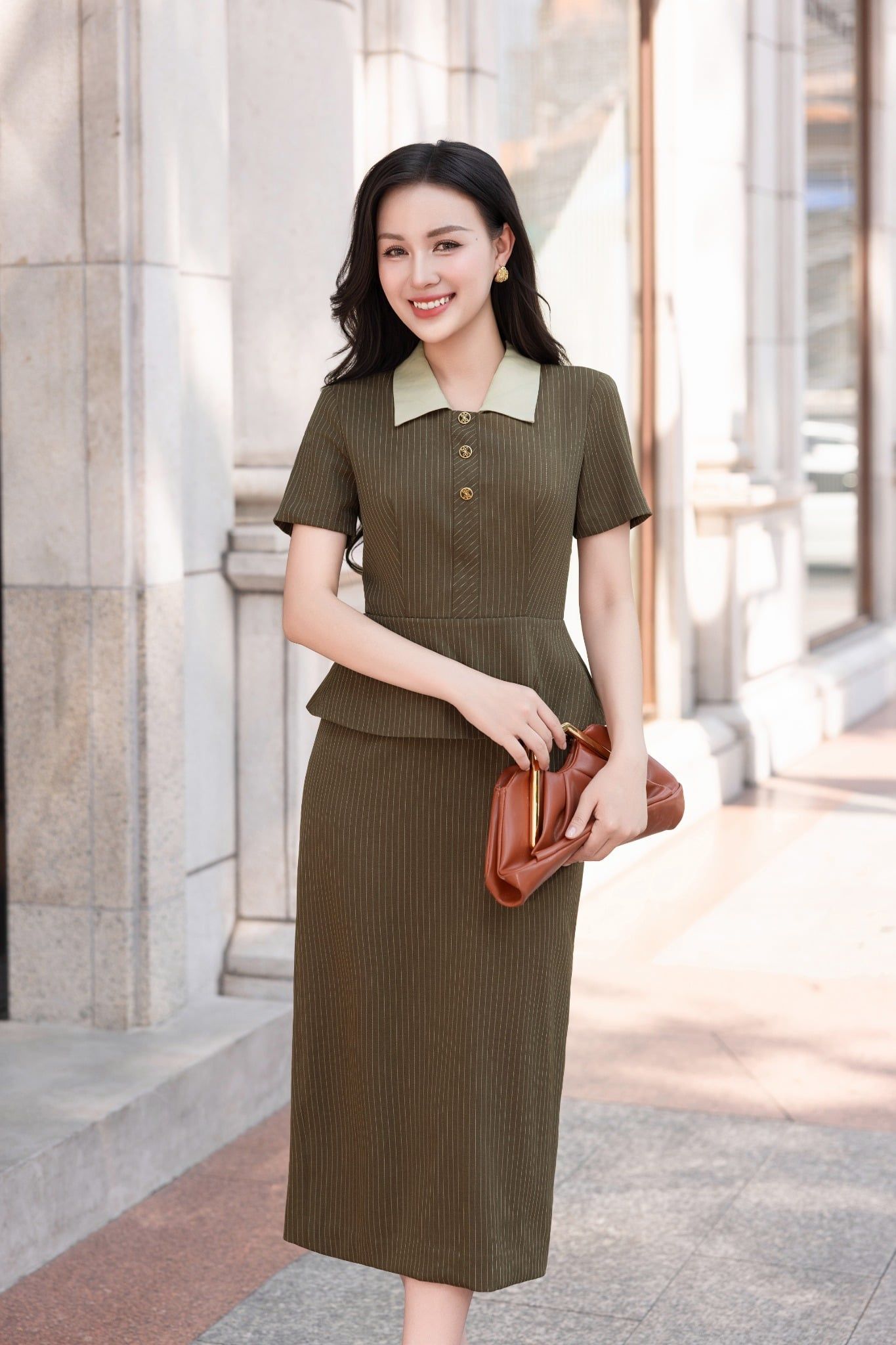 ĐẦM PEPLUM KẺ D10902