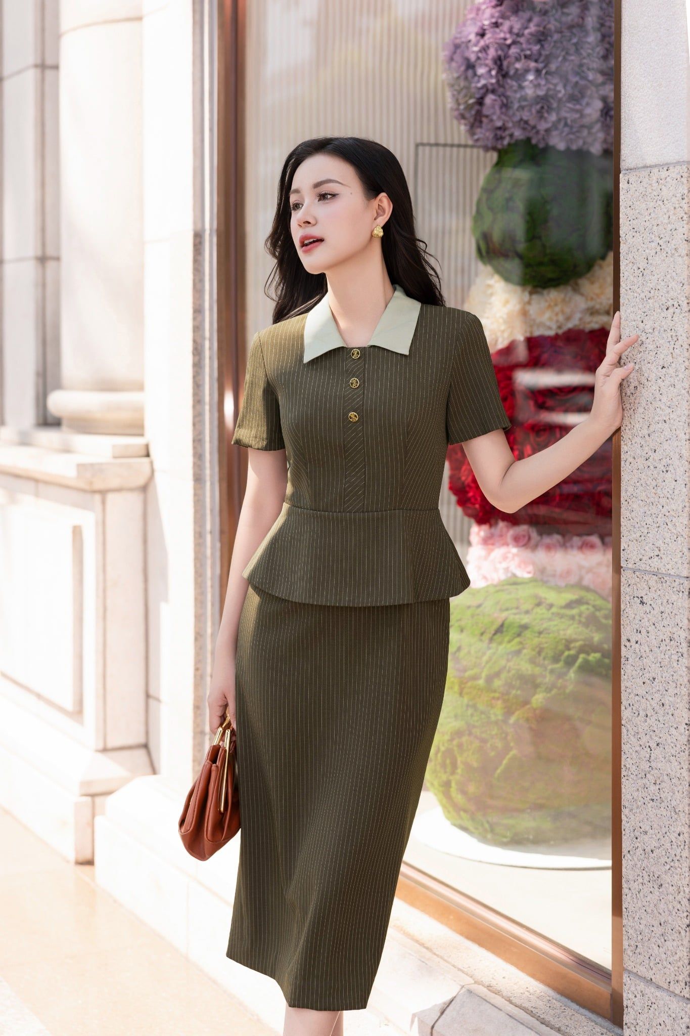 ĐẦM PEPLUM KẺ D10902