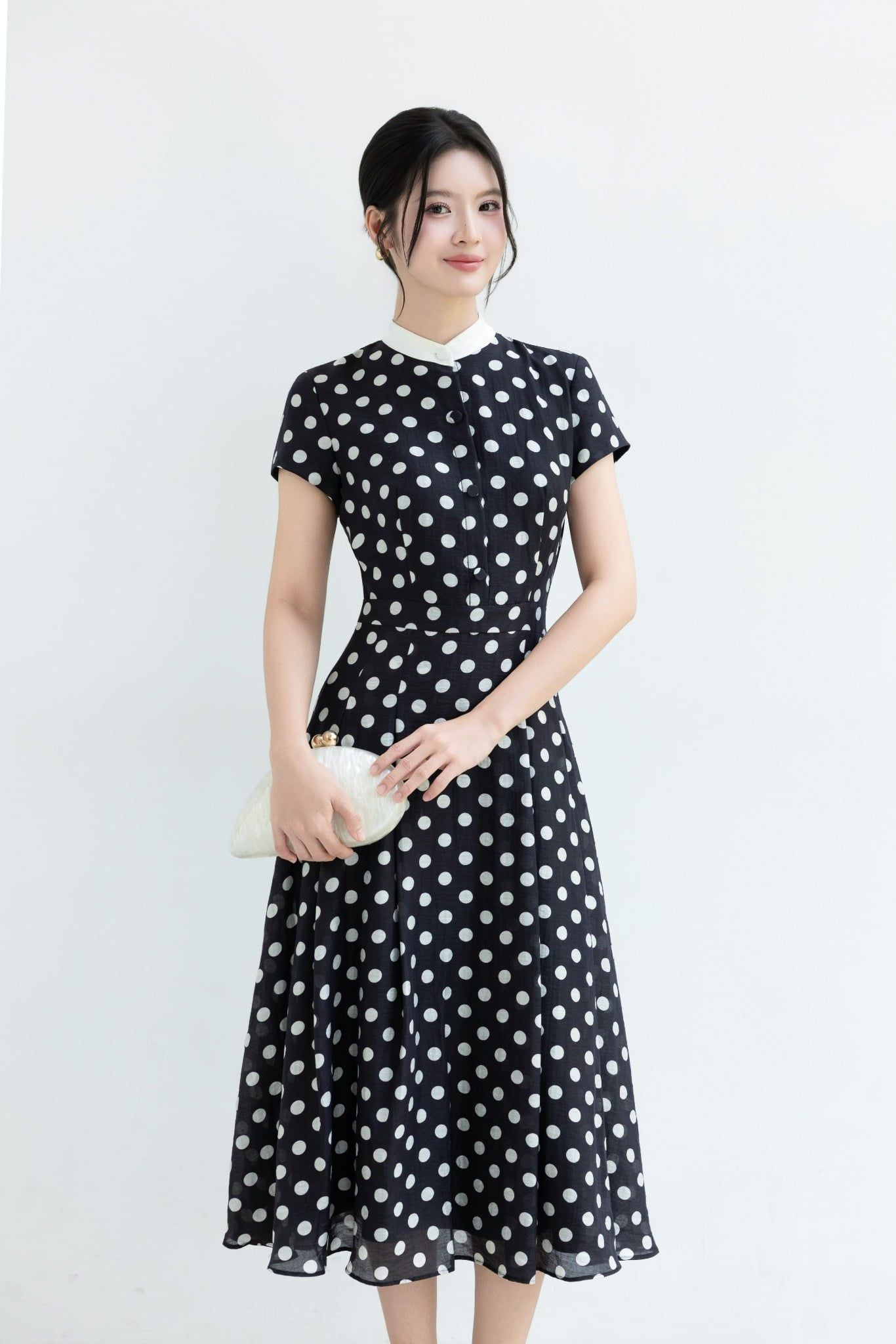 ĐẦM CHẤM BI ĐEN D11282
