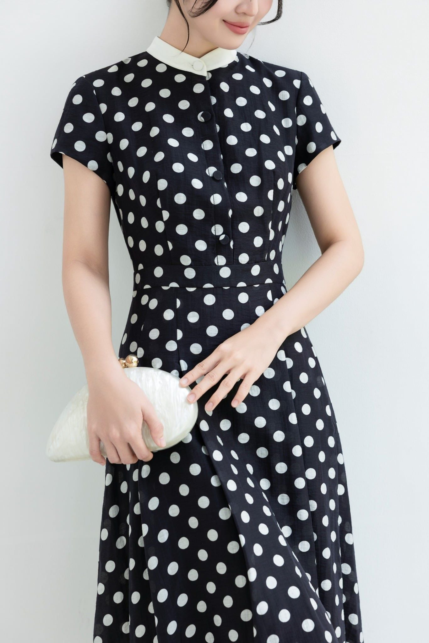 ĐẦM CHẤM BI ĐEN D11282