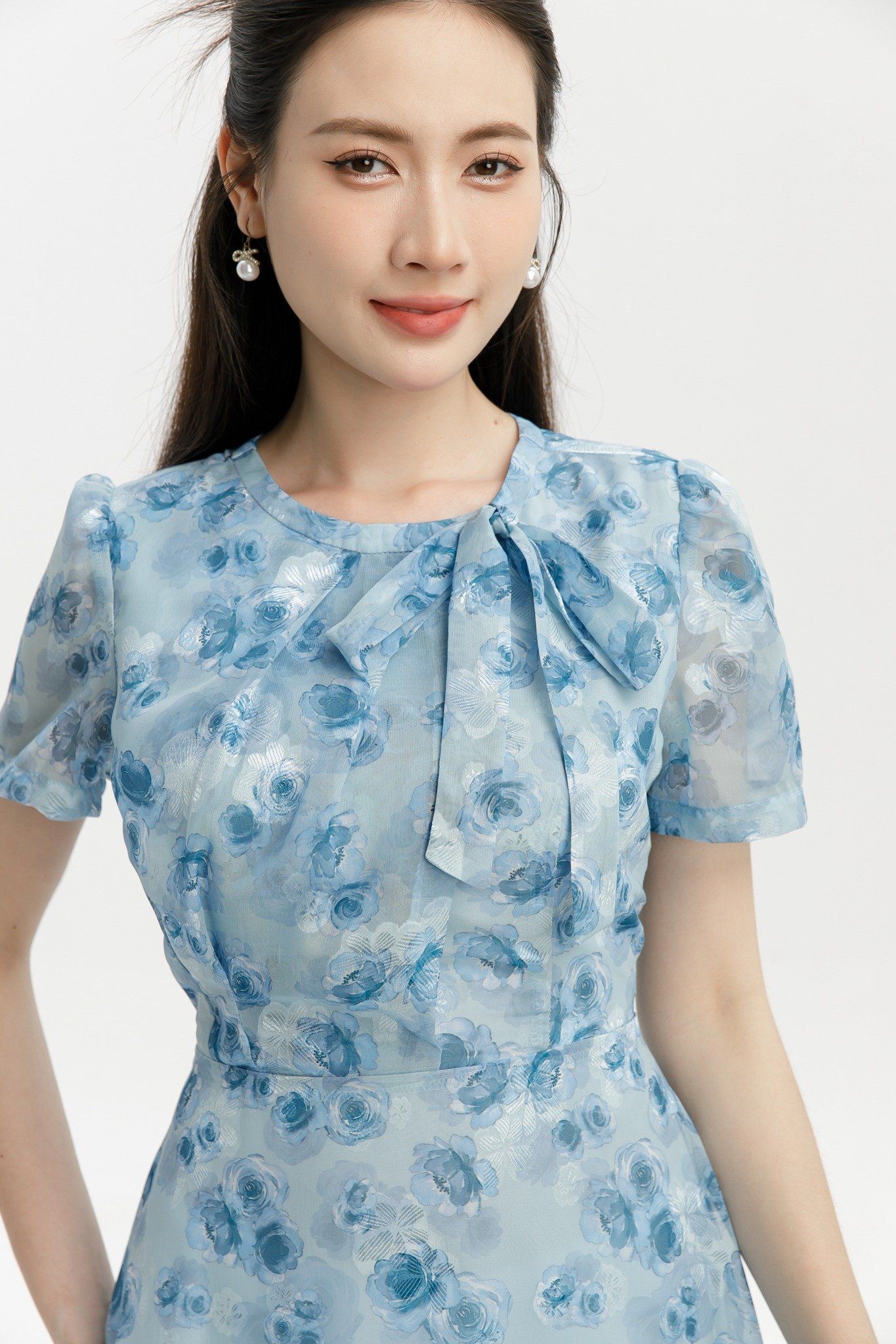 ĐẦM HOA XANH D40252