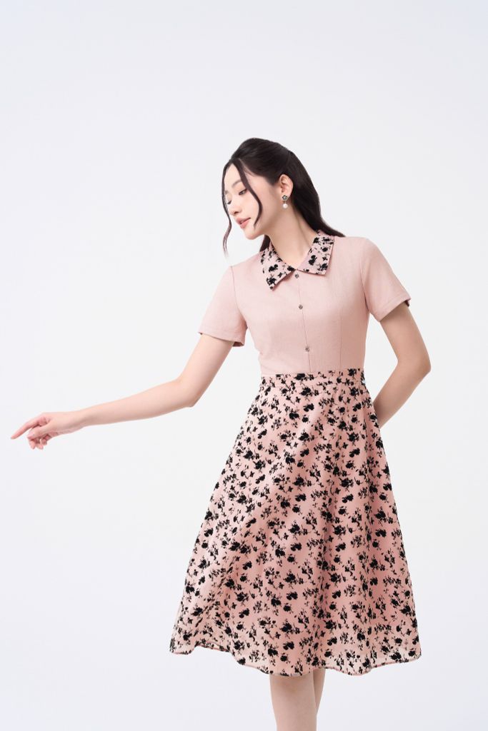  ĐẦM LIỀN PHỐI HỌA TIẾT D41272 