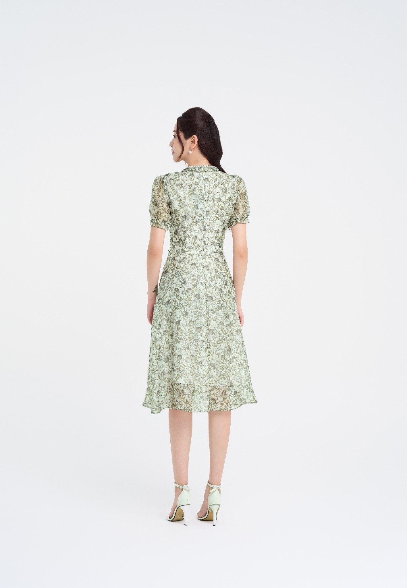 ĐẦM HỌA TIẾT CỔ NHÚN D41392