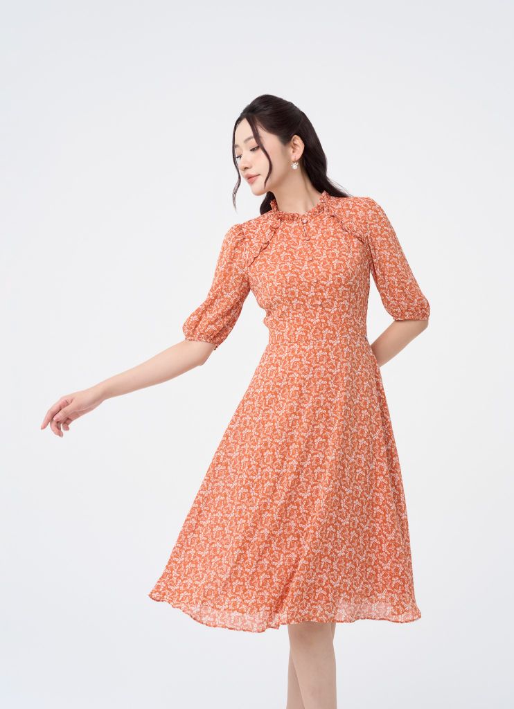  ĐẦM CAM HỌA TIẾT D41722 