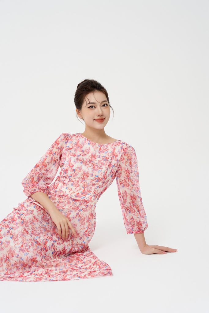  ĐẦM HOA DÀI TAY D41732 