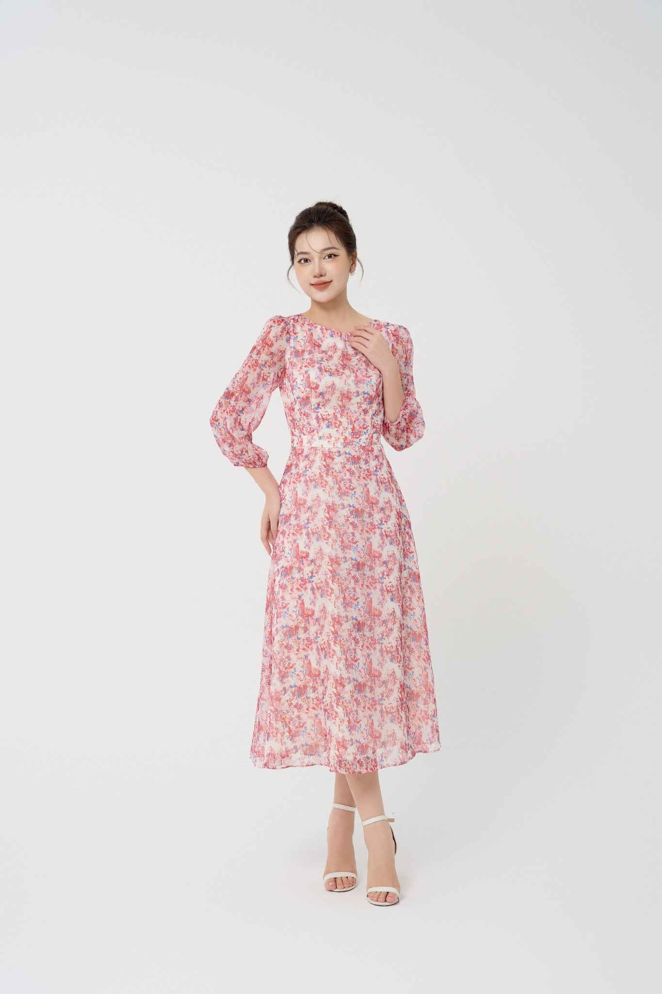 ĐẦM HOA DÀI TAY D41732