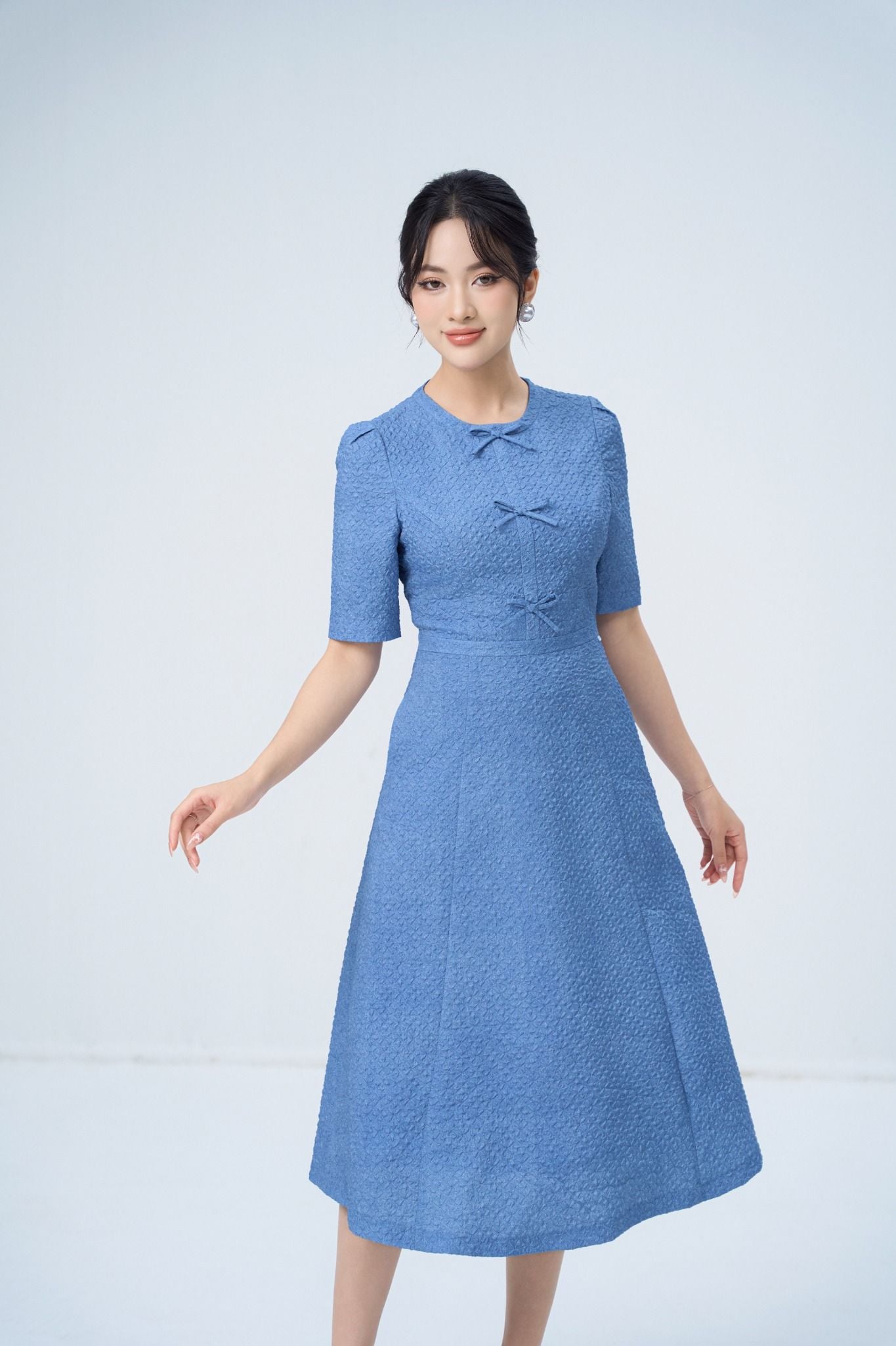 ĐẦM XANH ĐÍNH NƠ D42592