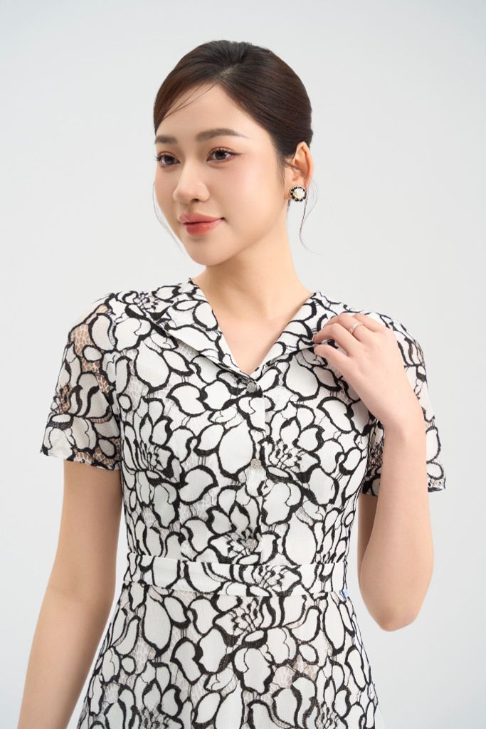  ĐẦM REN HOA D42852 