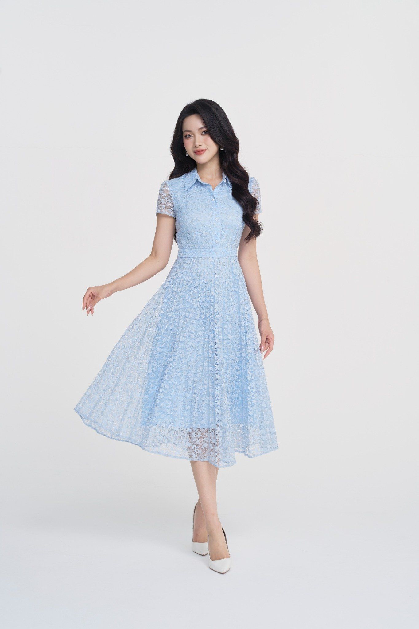 ĐẦM REN CỔ BẺ D42862