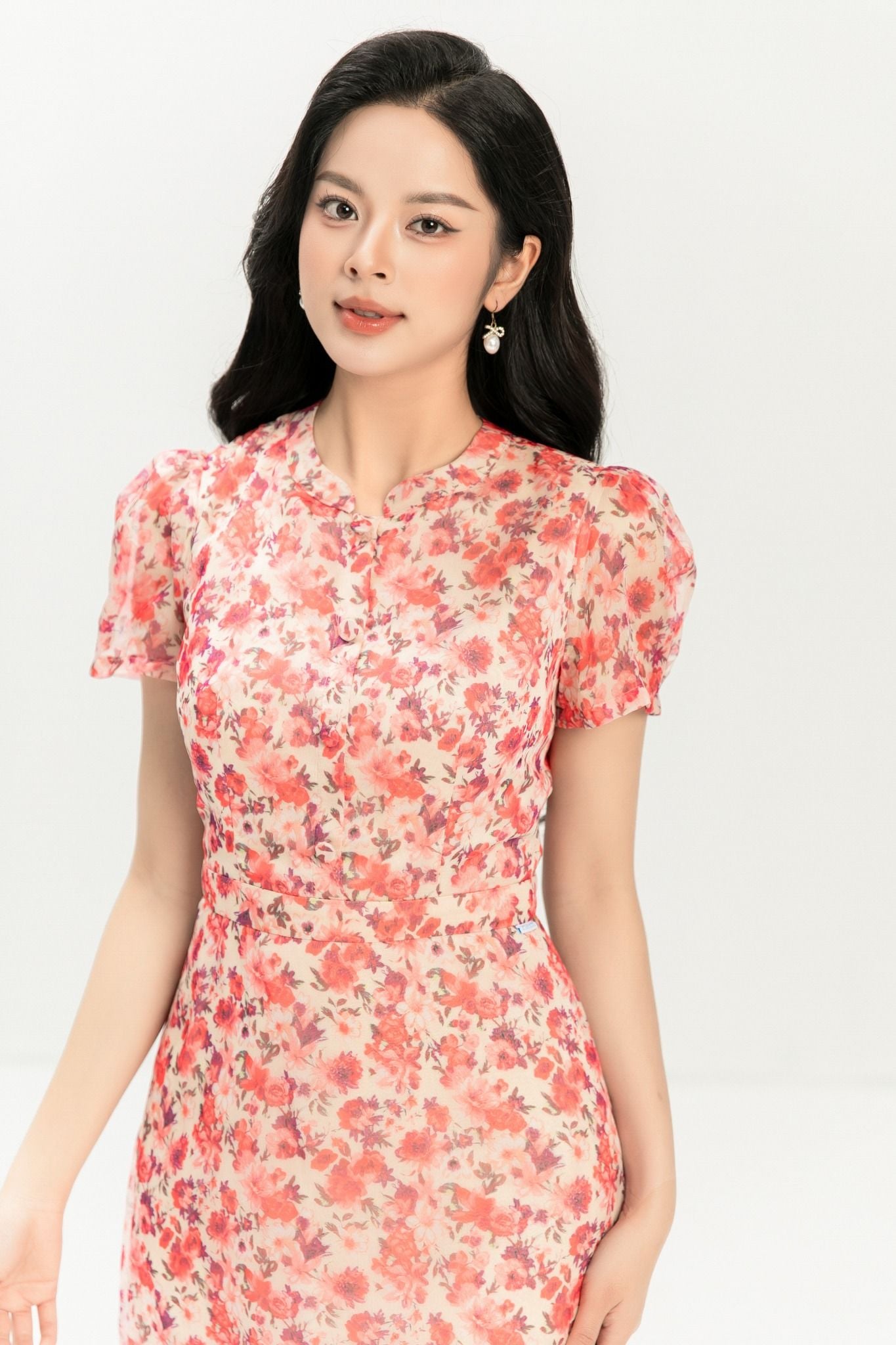 ĐẦM VOAN HOA ĐỎ D43012