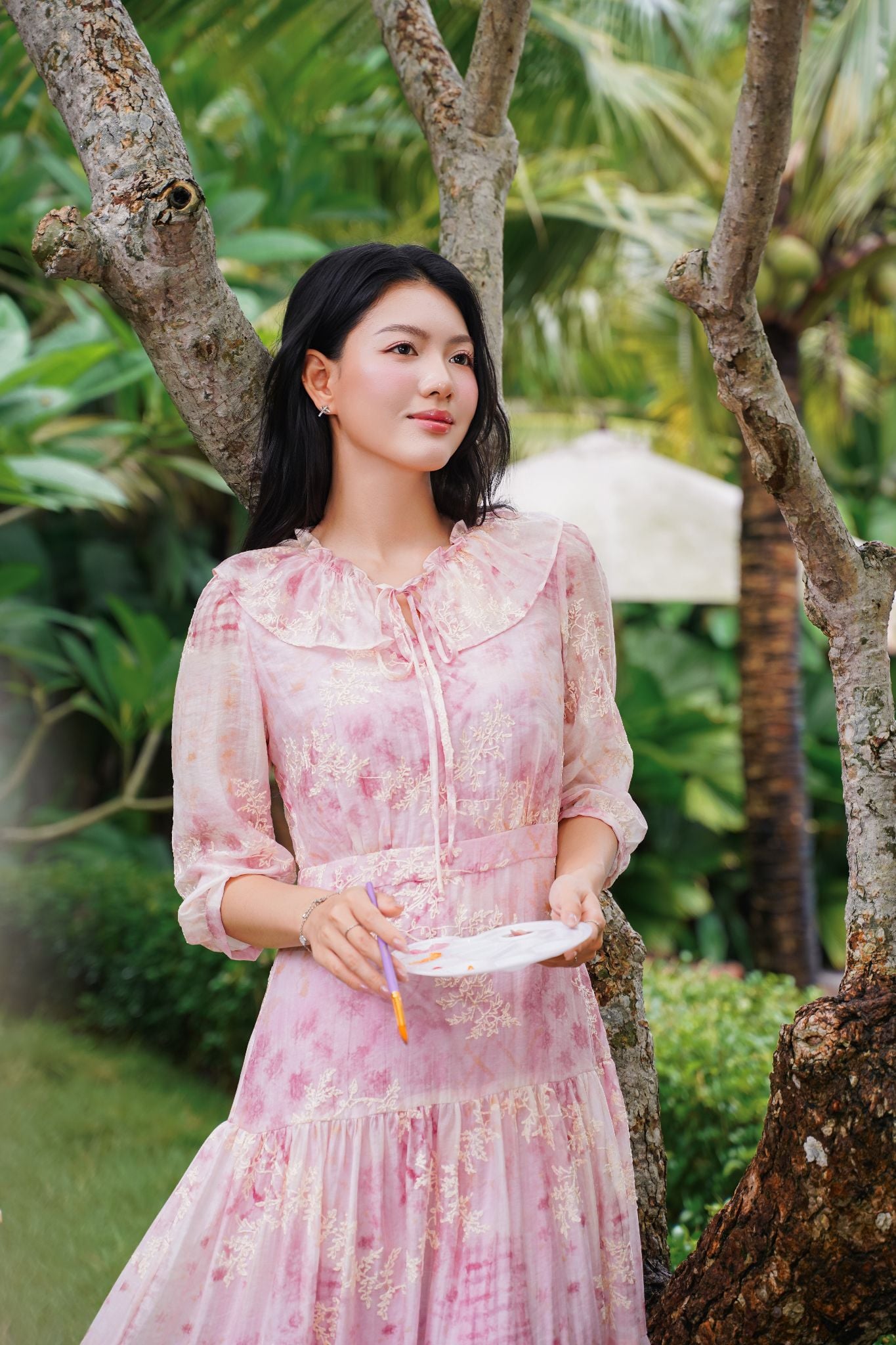 ĐẦM HỌA TIẾT CỔ BÈO D64232