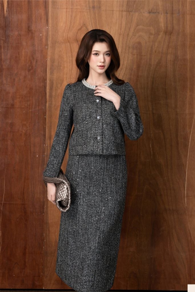 ÁO KHOÁC DẠ ĐÍNH NGỌC AK66112