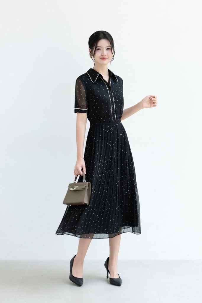 ĐẦM XẾP LI HOẠ TIẾT D10582