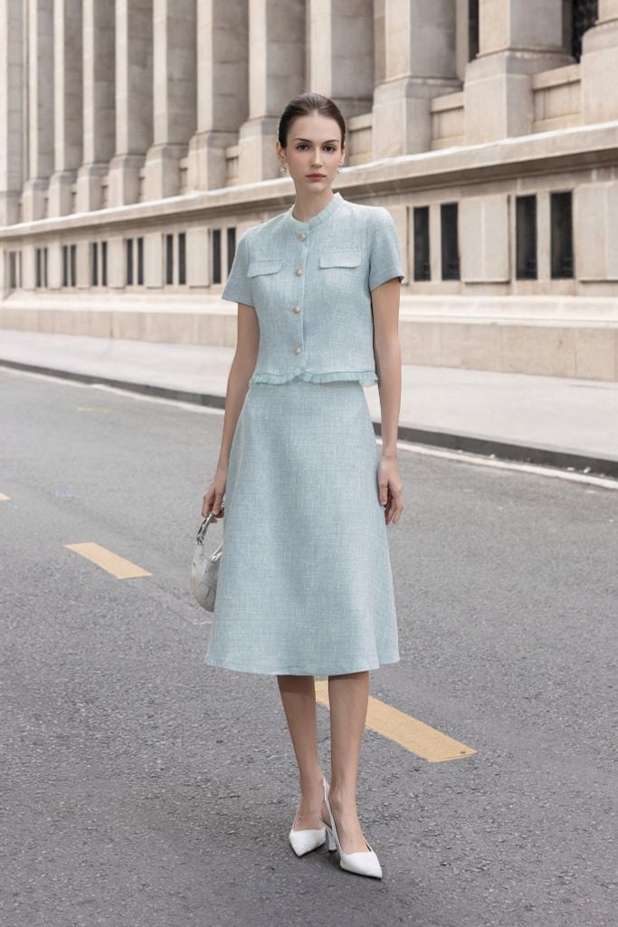 ÁO DẠ PHỐI VIỀN BÈO AK08032